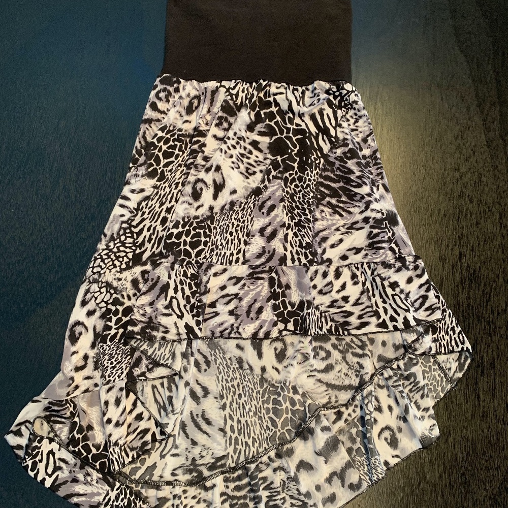 black & white cheetah print girls flowy skirt